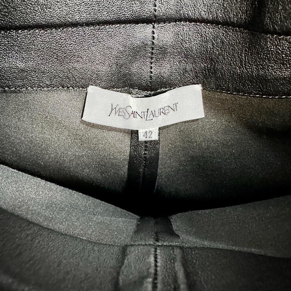 Yves Saint Laurent Black Leather Trousers - Picture 3 of 5